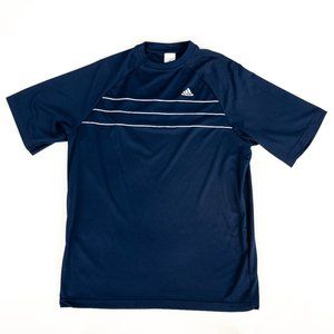 Adidas Polyester Men's M Navy with White Short Sleeve Shirt Tee